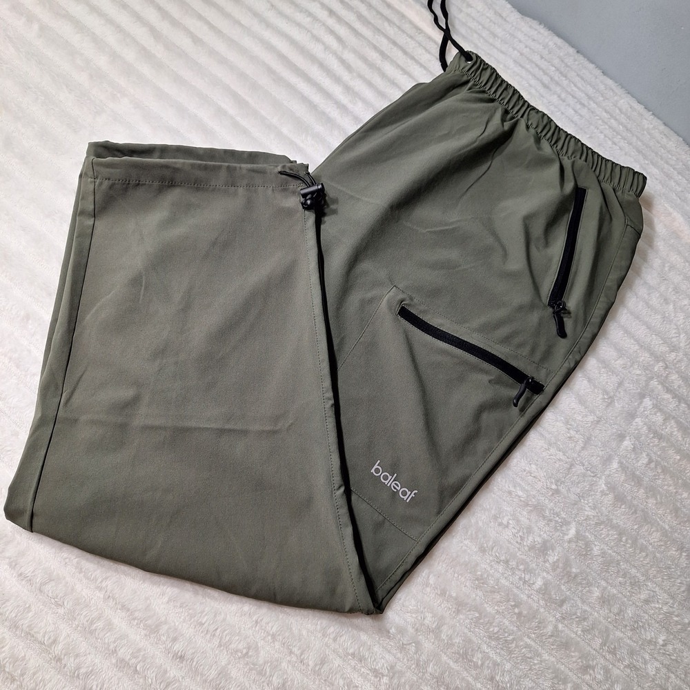 Baleaf Hiking Cargo Joggers Pants Women 3X Green Utility Zipper Pockets Gorpcore